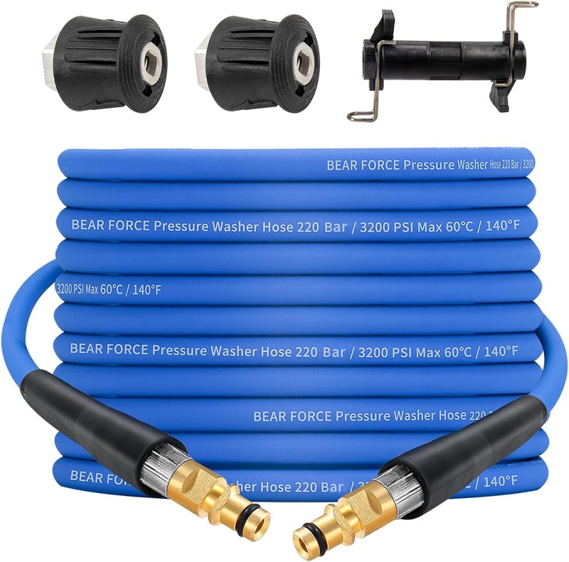 BEAR FORCE Pressure Washer Replacement Hose Super Flexible Hose 32ft, 3200 PSI Kink Resistant Hose for Kär-cher K Series Washer, for Kar-cher Click Type Plug Quick Connector Accessories Extension Clean Pipe - Image 1
